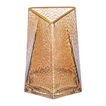 Декоративна трикутна скляна ваза із золотим обідком, 13 x 11,5 x 15,5 см HP-1710-1