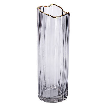 Скляна ваза для квітів, декоративна сіра, 29 см HP-1713