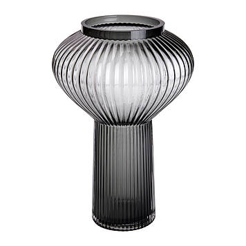 Скляна ваза 30 см сіра HP-1718