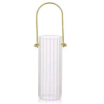 Декоративна скляна ваза для квітів із ручкою 24.5 см