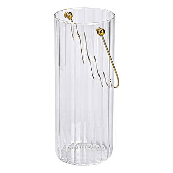 Декоративна скляна ваза для квітів з ручкою 29 см HP-1726