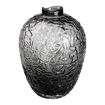 Ваза для квітів зі скла, декоративна кругла, 30 см, сіра HP-1731