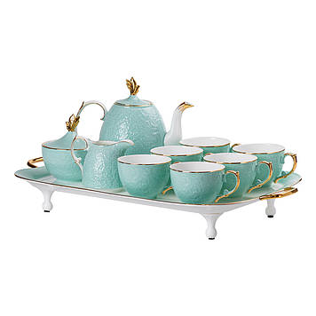 Чайний сервіз на 6 персон, бірюзовий HP-15-3