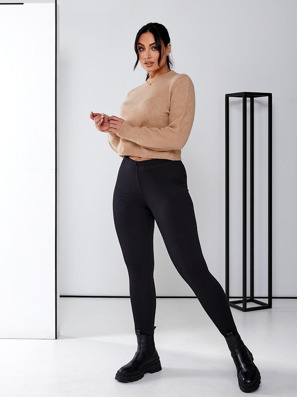 Лосини жіночі чорні, добре тягнуться розміри 48-50, 52-54, 56-58 (406жерд), фото 1