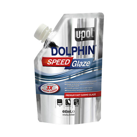 Шпаклівка швидковисихаюча самовирівнююча U-POL Dolphin Speed Glaze 440мл, фото 1