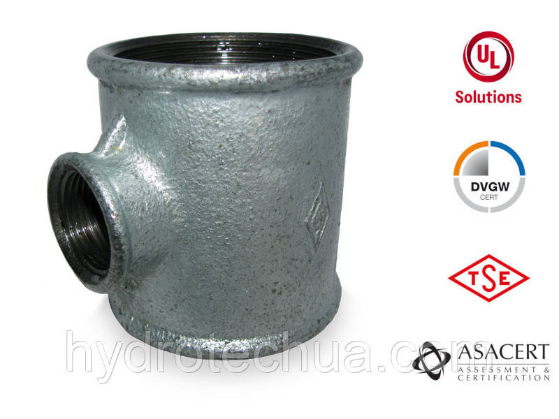 Трійник редукційний оцинкований 2 1/2" x 1" ВВВ Hydro-T
