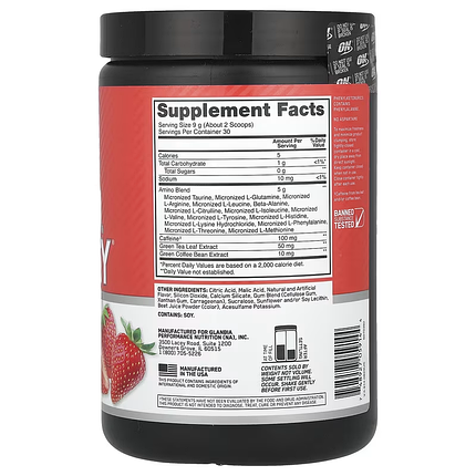 Amino Energy Optimum Nutrition 270 g Strawsberry, фото 2