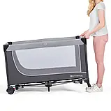 Ліжечко манеж приставне Kinderkraft Leody Grey (складний, на коліщатках) Сірий, фото 4