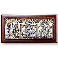 Автомобільний трійник срібний 8,5х4,5 см у дереві з Греції. Срібло 925°, позолота.