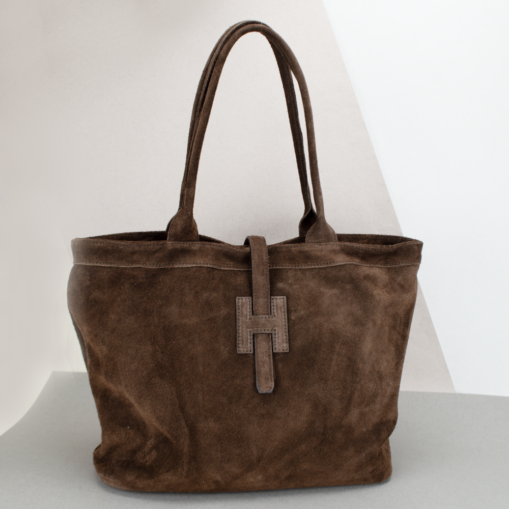 Сумка жіноча шопер з натуральної замші Virginia Conti 03763 з 2 ручками шоколадна