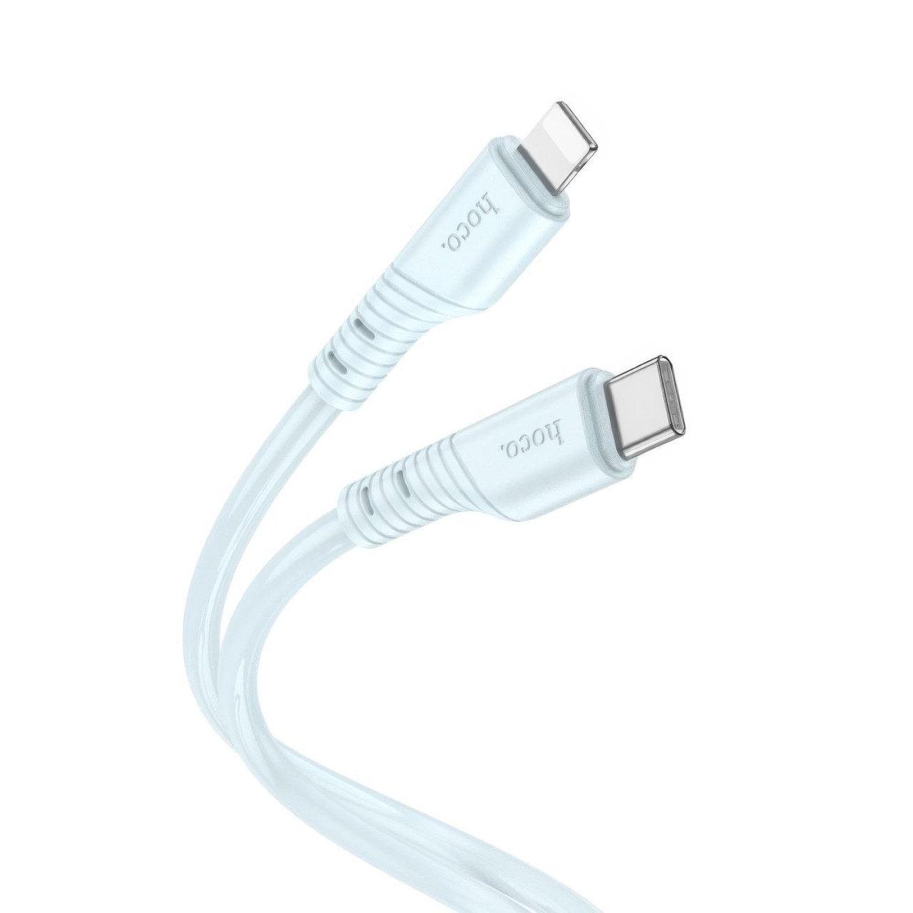 Шнур для заряджання айфону Lightning Type C Hoco X97 Crystal PD20W 3А Silicone Блакитний, кабель для айфону