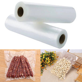 Комплект 2 шт Вакуумні пакети для їжі 5 м х 20 см / Вакуумні пакети для вакууматора