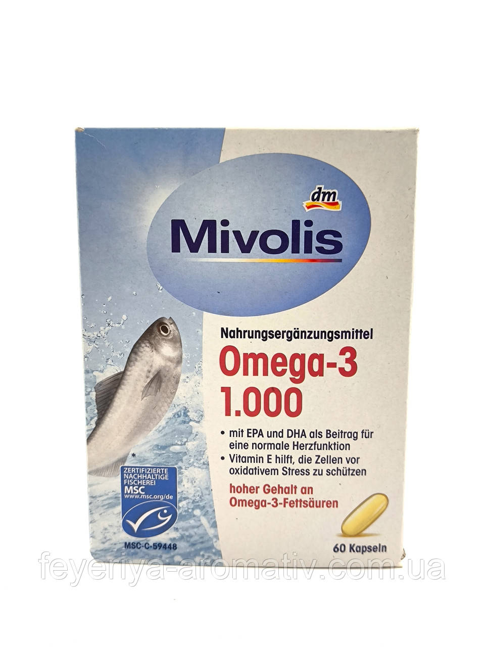 Вітамінний комплекс риб'ячий жир Mivolis Omega-3 1000 60 капсул (Німеччина)