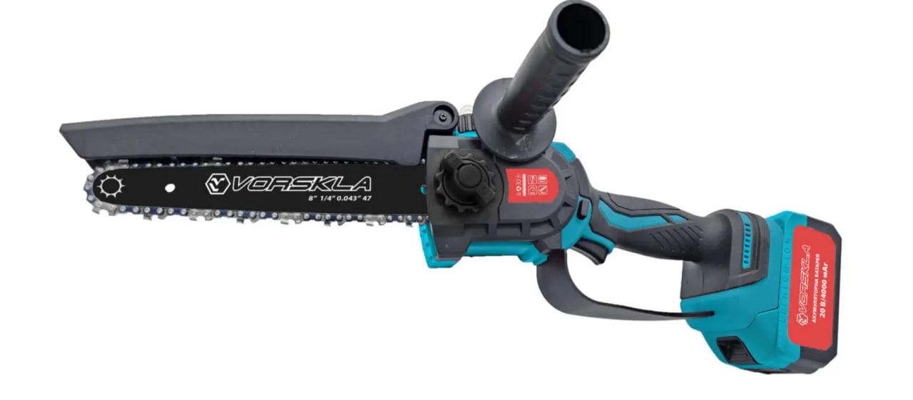 Ланцюгова пила на акумуляторах для дому VORSKLA ПМЗ 203/20 Мініланцюгова пила для дачі (1 АКБ, 2 ланцюги), фото 1