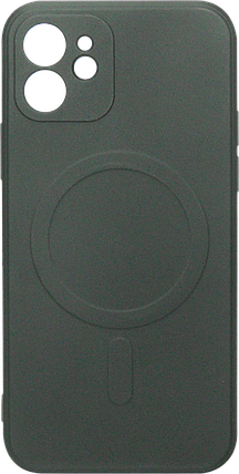 Накладка iPhone 12 Black Silicone Case Magnetic Ring MagSafe, фото 1