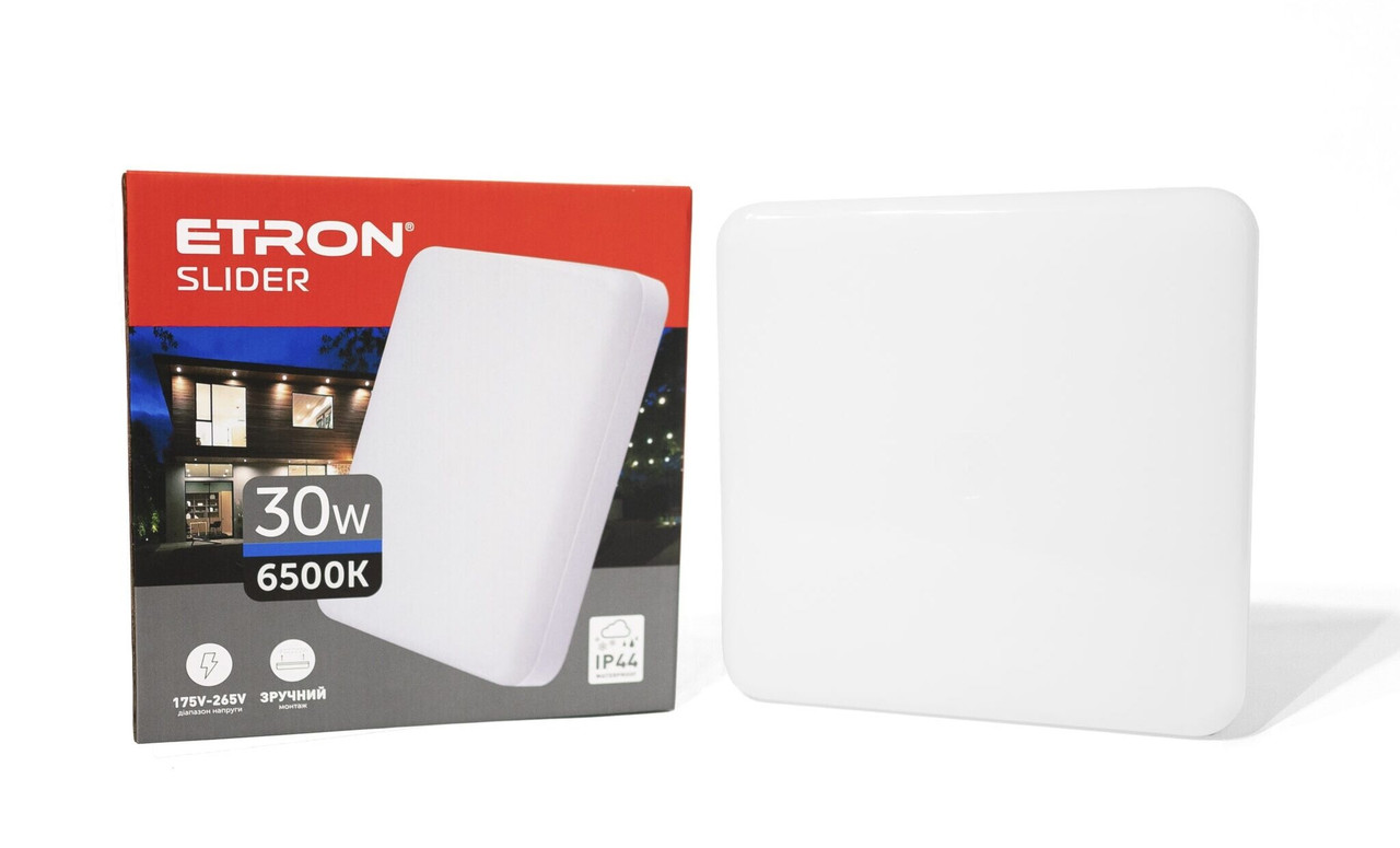 LED світильник 30W 95-265V 6500К IP44 накладний ETRON Slider квадратний, фото 1