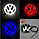 LED динамічна Эмблема задня VW (Фольцваген) 110 мм Tiguan Passat B7 EU Passat B6 Variant Хром Червоний колір підсвітки, фото 4