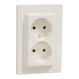 Розетка подвійна без заземлення Schneider Electric Asfora кремова, фото 5