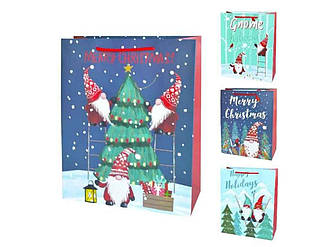 Пакет новорічний 31*42*12см L Happy holidays R33094-L ТМ STENSON BP