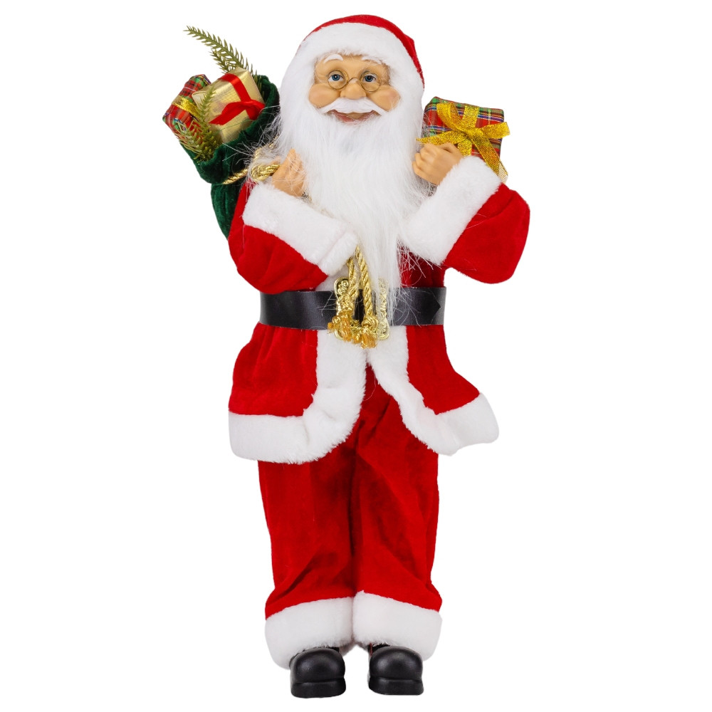 Фігурка декоративна Санта з подарунками червоний 60х35 см 119162-006 текстиль