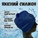 Плавальна купальна красива шапочка для аквааеробіки, Шапочка на довге волосся Hechpro темно-синя (HP268), фото 5