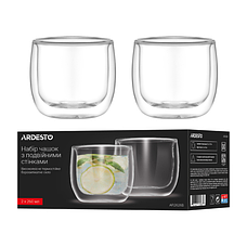 Набір чашок із подвійними стінками ARDESTO, 260 мл, 2 шт., боросилікатне скло, прозорий, фото 5