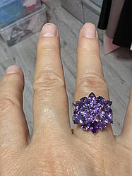 Срібне кільце з аметистами 16р