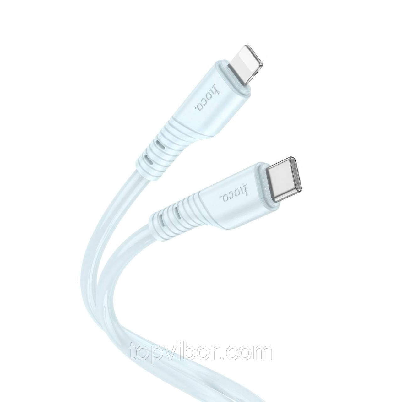 Шнур для заряджання айфону Lightning Type C Hoco X97 Crystal PD20W 3А Silicone Блакитний, кабель для айфону