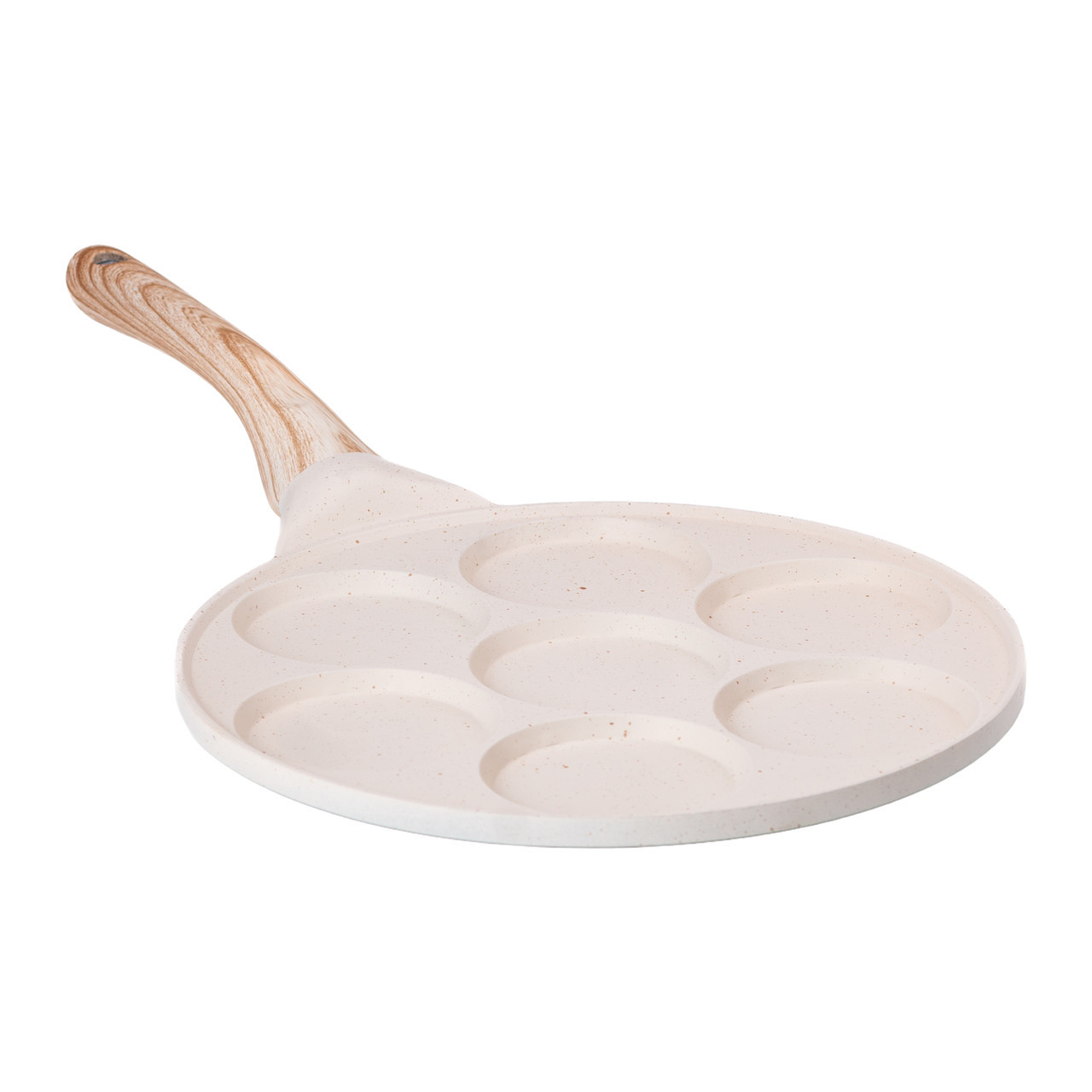 Сковорода з антипригарним покриттям 26 см для млинців, яєць та оладок 7-сегментна кругла бежева HP-39-582-W, фото 1