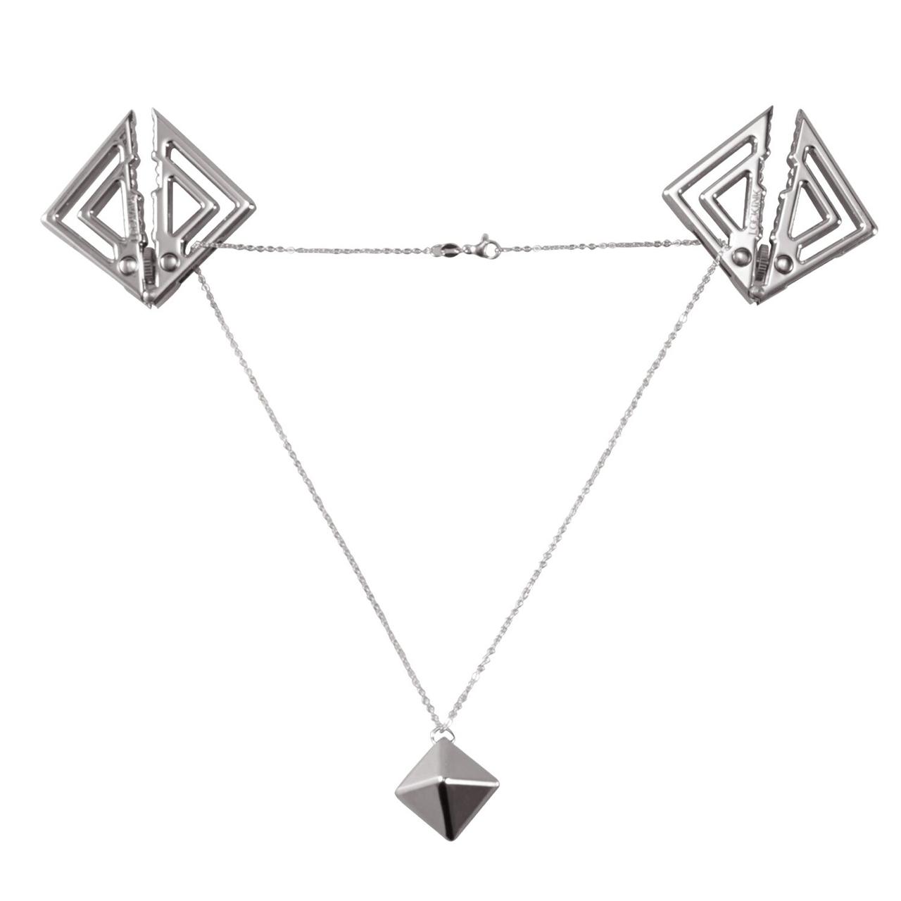 Затискачі для сосків із важкою підвіскою LOCKINK Adjustable Nipple Clamps with Heavy Pendant — Grey