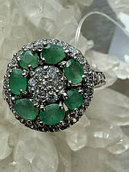 Кільце з натуральним смарагдом у серебрі 18.5p