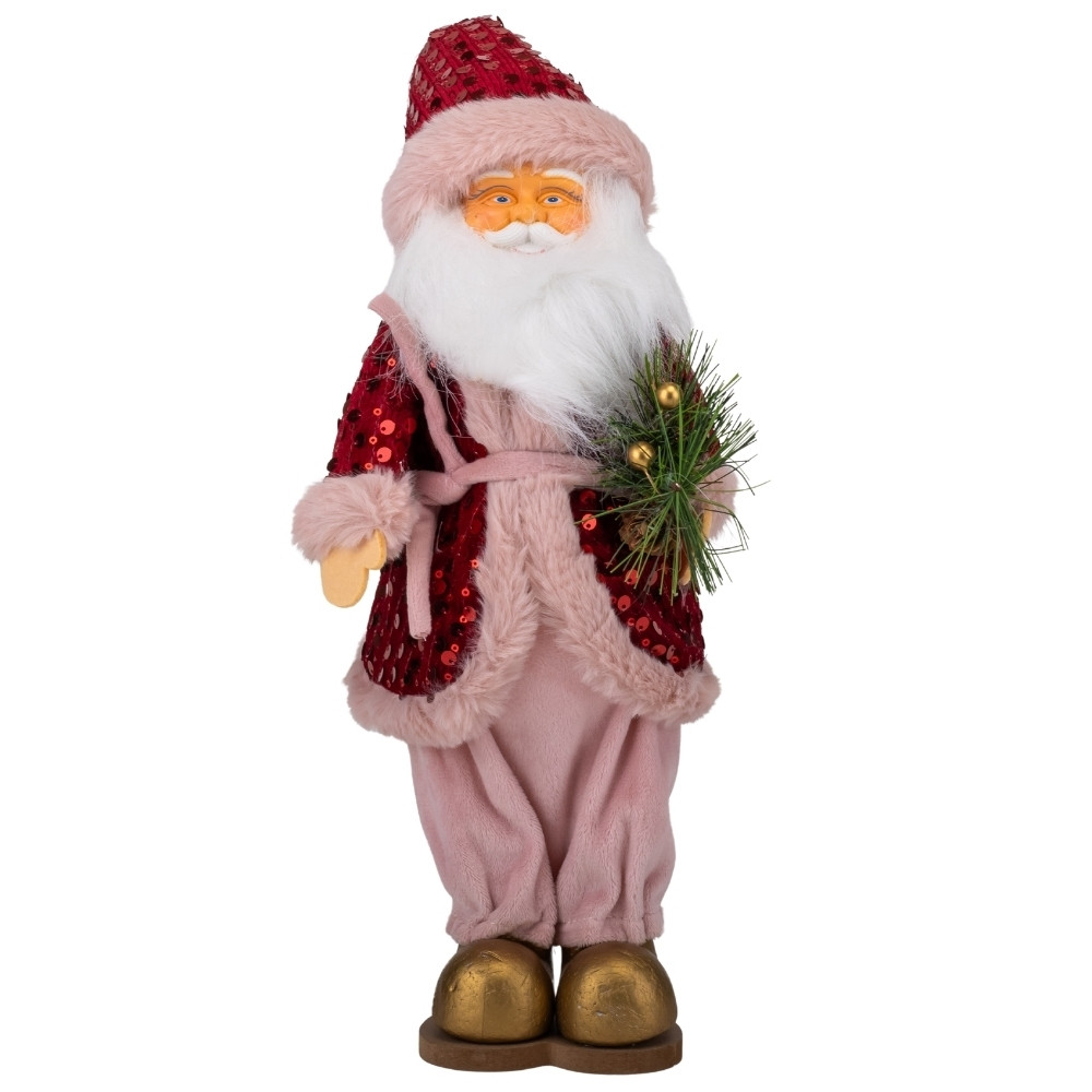 Фігурка декоративна Санта з подарунками червоний 42х15 см 119139-026 текстиль
