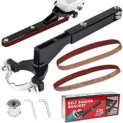 Насадка гриндер на болгарку 27х2см + 2 стрічки / Стрічкова насадка на УШМ для шліфування / Шліфувальна насадка