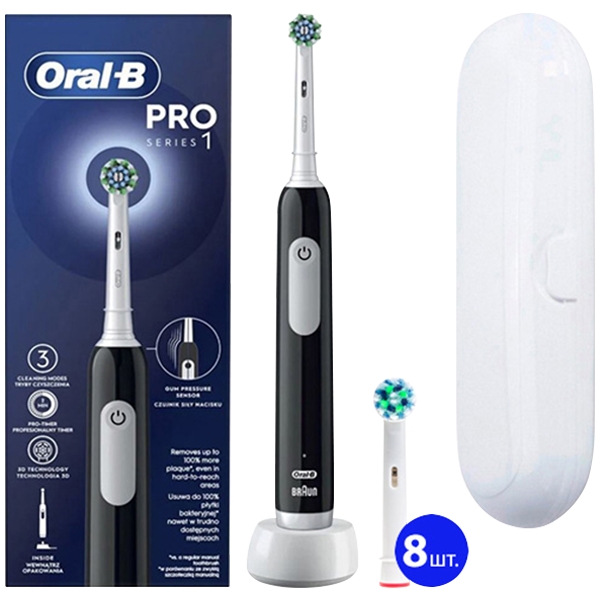 Електрична зубна щітка Oral-B Series 1 D305.513.3 Pro Black (9 нас.) (Футляр)