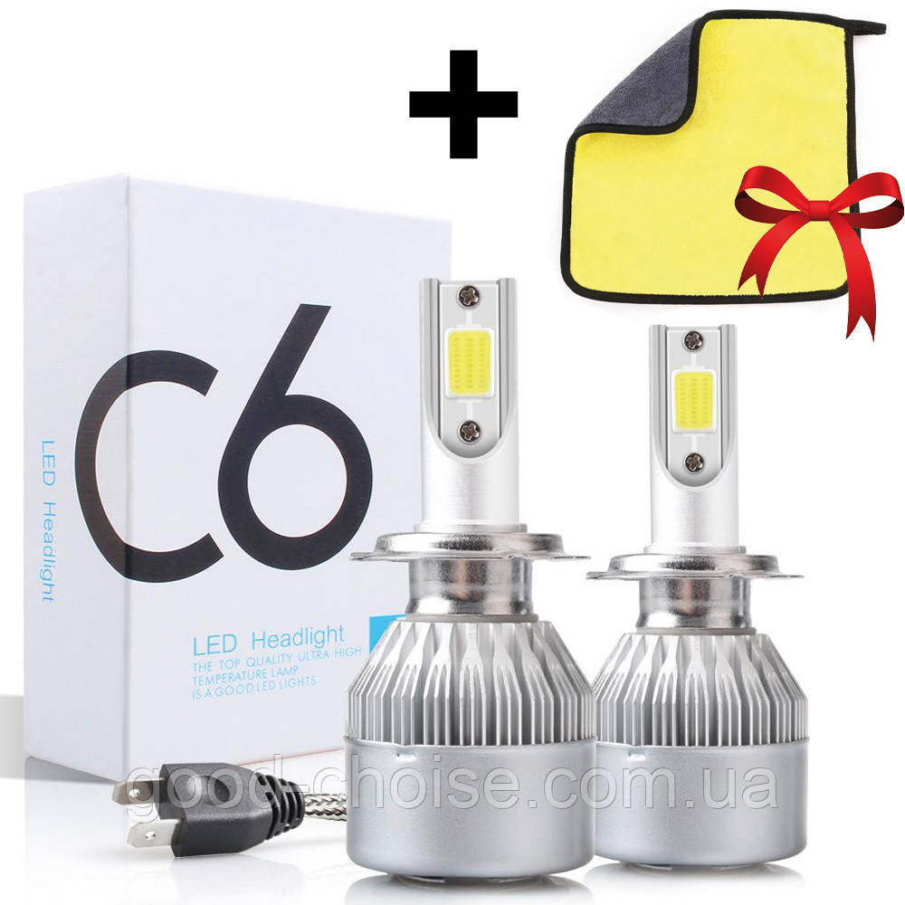 C6-H7, Автомобільні LED лампи 2шт + Двосторонній авторушник / Світлодіодні автолампи, фото 1