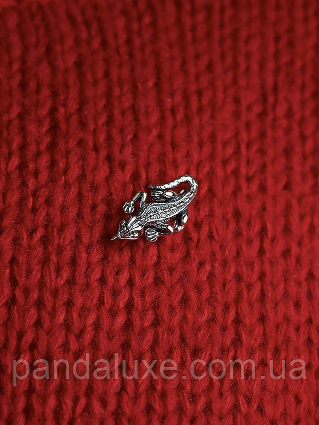 Брошка срібна Ігуана з камінням цирконію, фото 3
