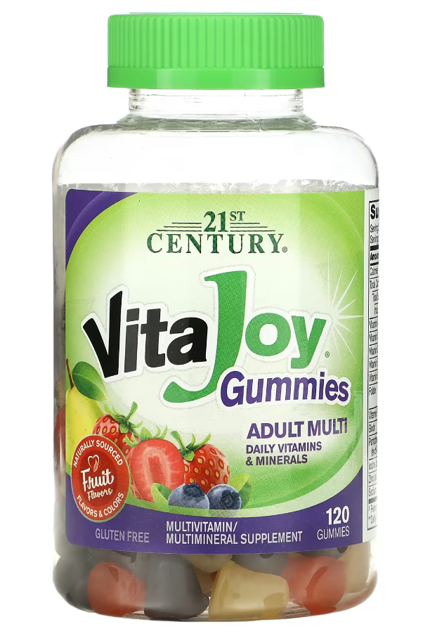 Мультивітаміни для дорослих, з фруктовим смаком, 120 жувальних таблеток 21st Century, VitaJoy