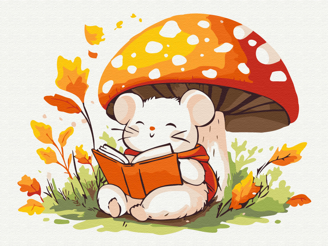 Картина за номерами дитяча Мишеня з книжкою, фото 1