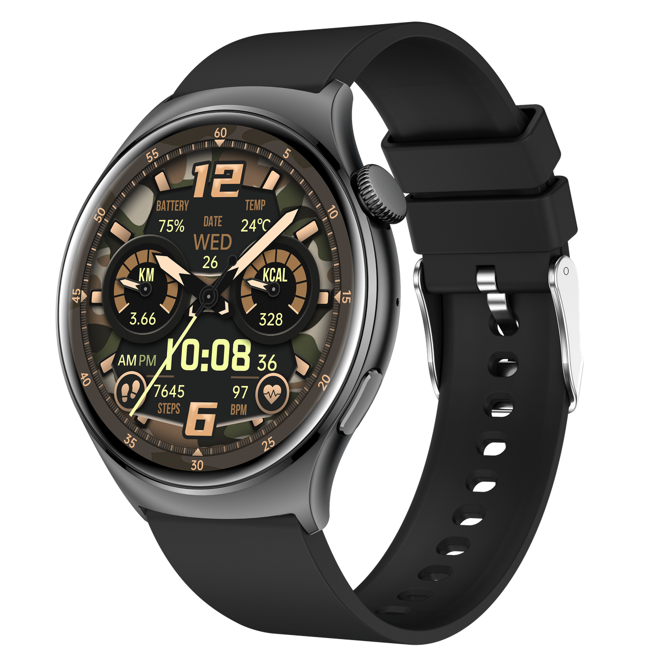 Розумний смарт годинник Smart Watch 4you SPACE круглий екран 1.43" AMOLED з функцією дзвінків перегляд повідомлень DARK