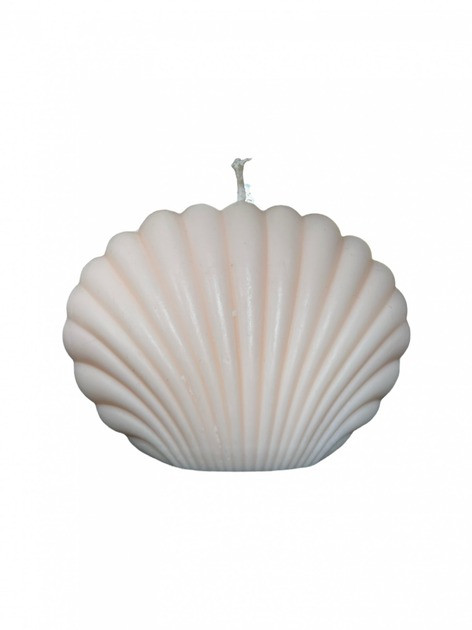 Свічка ручної роботи у вигляді морської мушлі білого кольору, фото 1