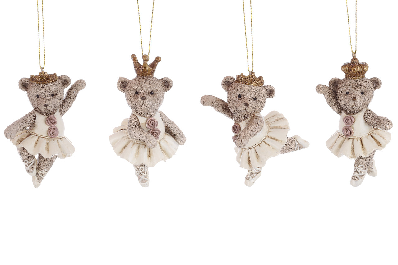 Ялинкова підвіска Ведмедик-балерина 9.5 см, набір 4 дизайни, фото 1
