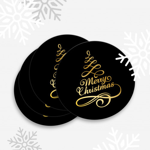 Наклейка паперова новорічна кругла 5см Merry Christmas (за 1 шт), фото 1