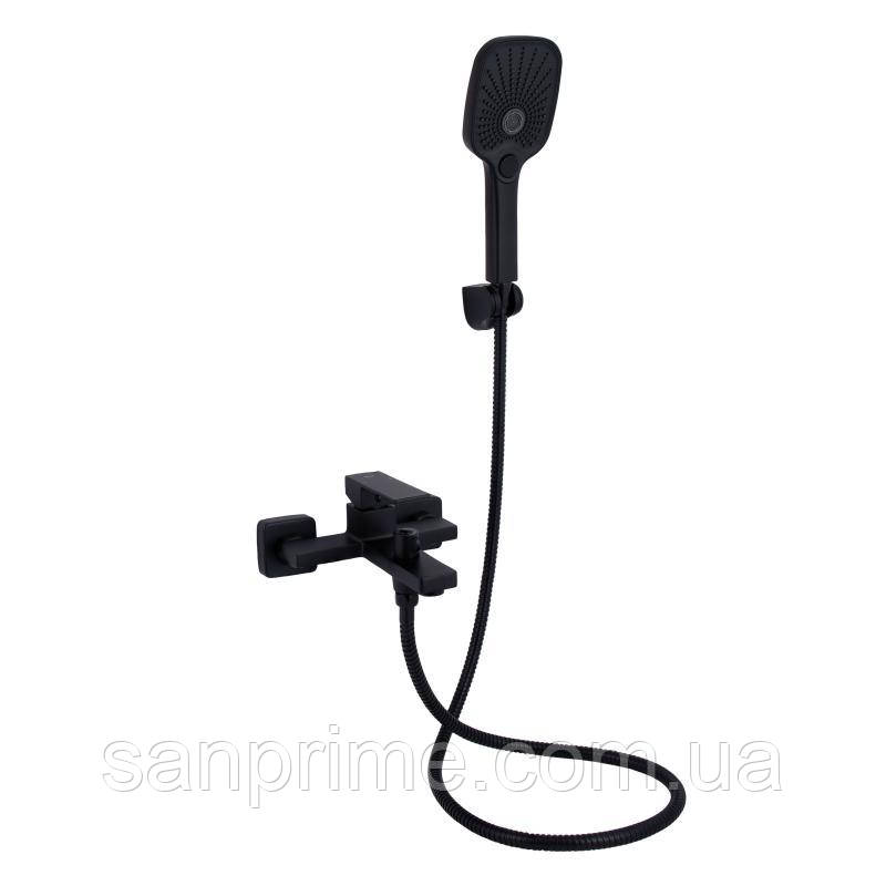 Змішувач для ванни Qtap Gemini (з душовим гарнітуром) QTGEM259BLM45682 Black Matt