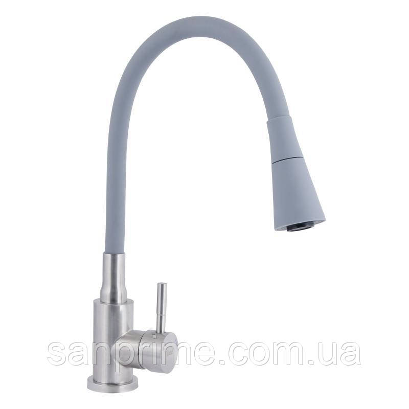 Змішувач для кухні Lidz Aria 015F31 з гнучким виливом (k35) LDARI015F31GNK31871 Grey / Nickel