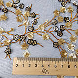 Сітка вишивка паєтка золотисто-чорна, фото 3