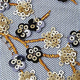 Сітка вишивка паєтка золотисто-чорна, фото 7