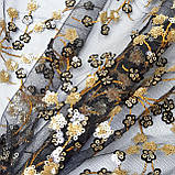 Сітка вишивка паєтка золотисто-чорна, фото 6