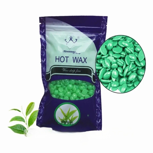Віск у гранулах для воскоплаву 500гр Hot Wax Зелений, фото 1
