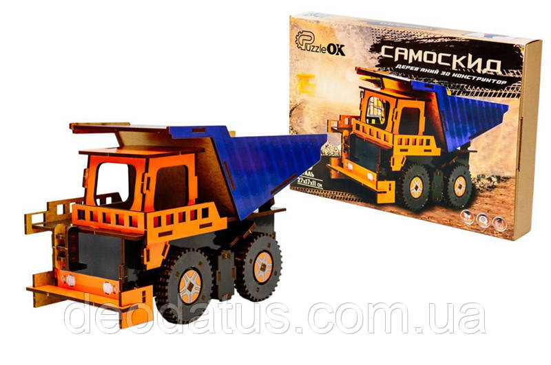Дерев'яний 3D конструктор вантажівка самоскид 00920 PuzzleOK, фото 1