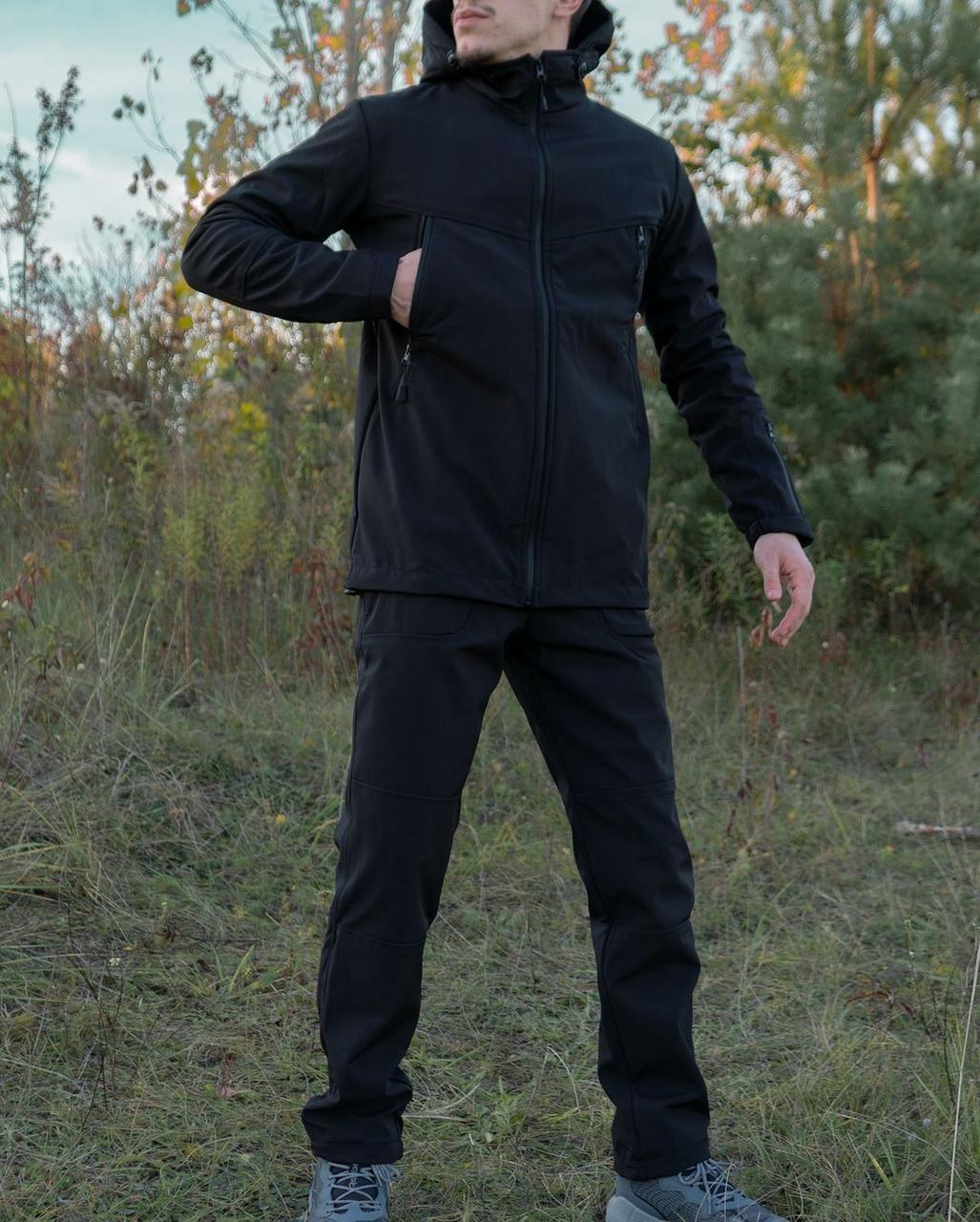 Мужской демисезонный костюм Softshell водонепроницаемый черный XL (ID ...